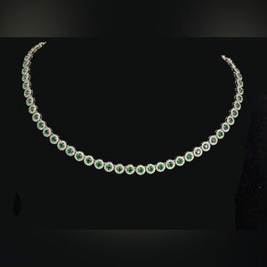 Rachel Zoe Green and Silver CZ  Necklace